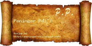 Peninger Pál névjegykártya